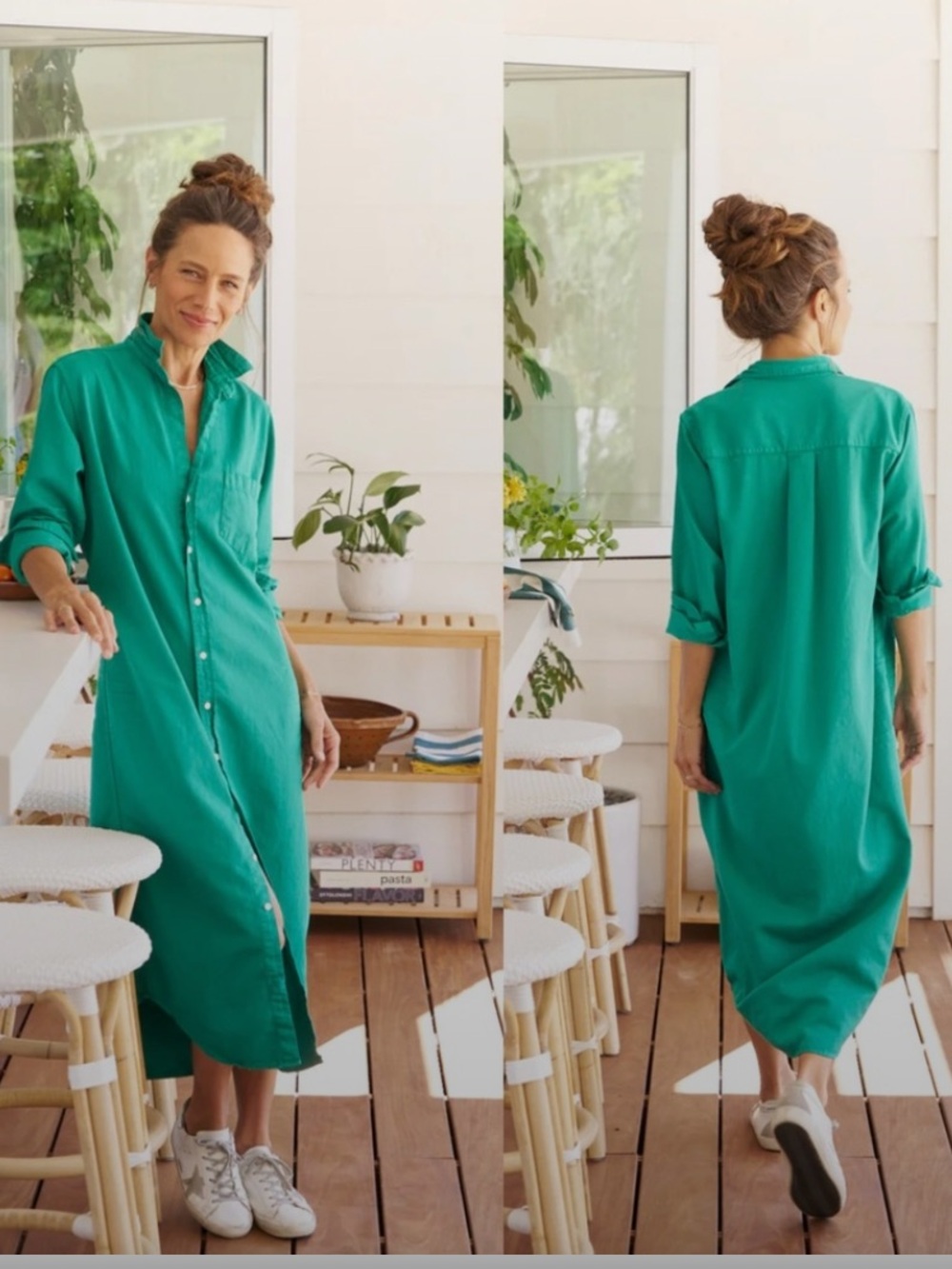 Frank & Eileen Rory Clover Denim Button-Down Shirt Dress XXS